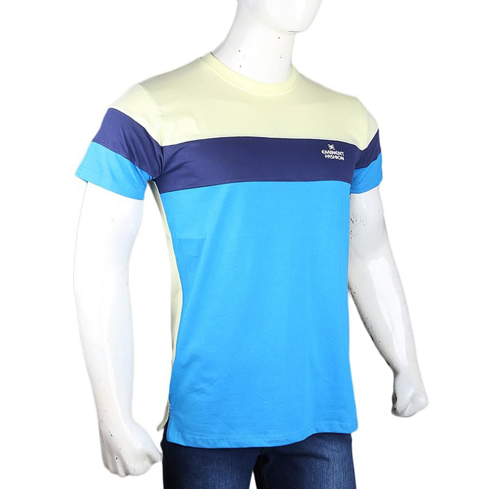 Men's Eminent Round Neck T-Shirt - Blue & Yellow - test-store-for-chase-value