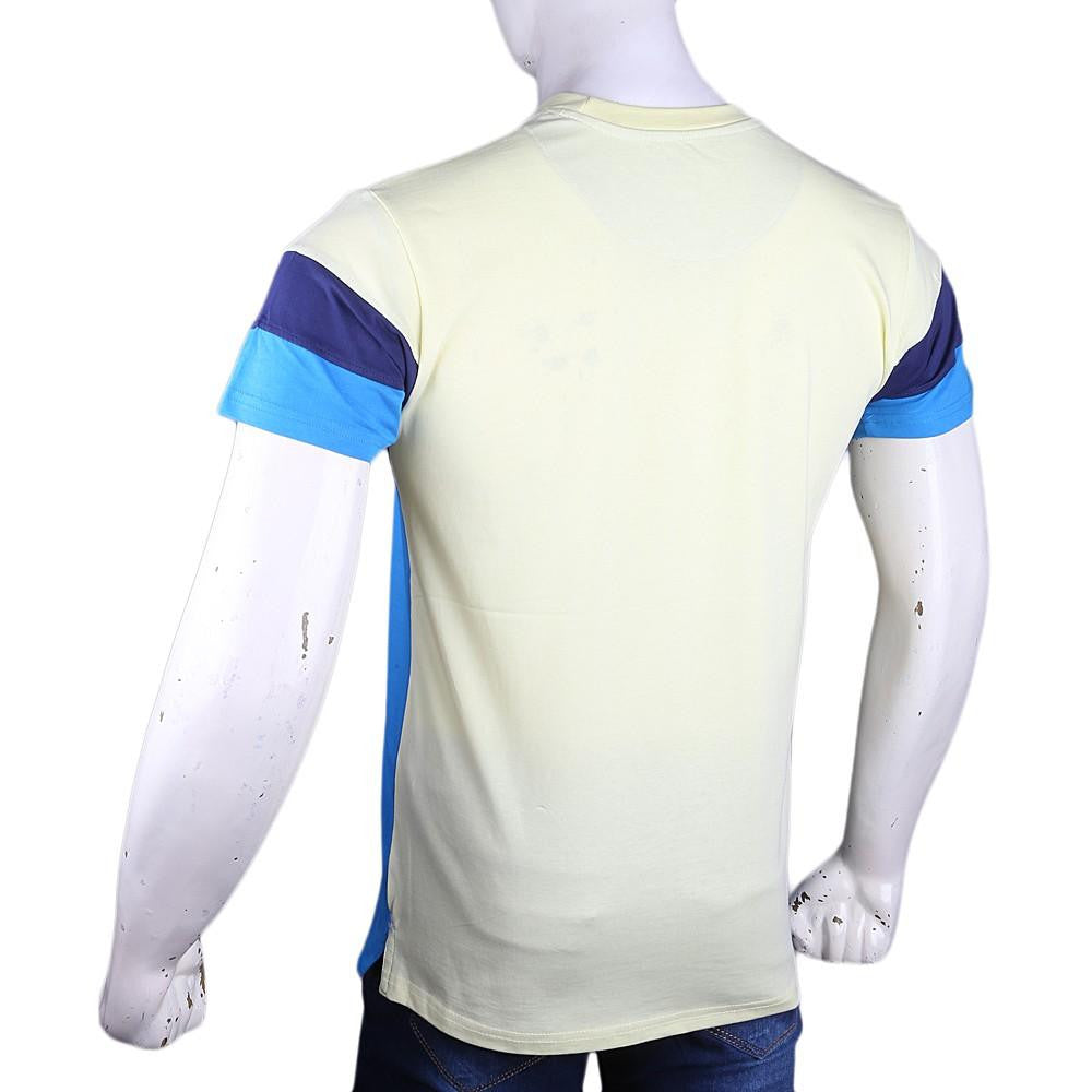 Men's Eminent Round Neck T-Shirt - Blue & Yellow - test-store-for-chase-value