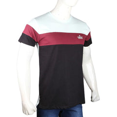 Men's Eminent Round Neck T-Shirt - Light Green & Maroon - test-store-for-chase-value