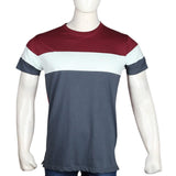 Men's Eminent Round Neck T-Shirt - Maroon & Grey - test-store-for-chase-value