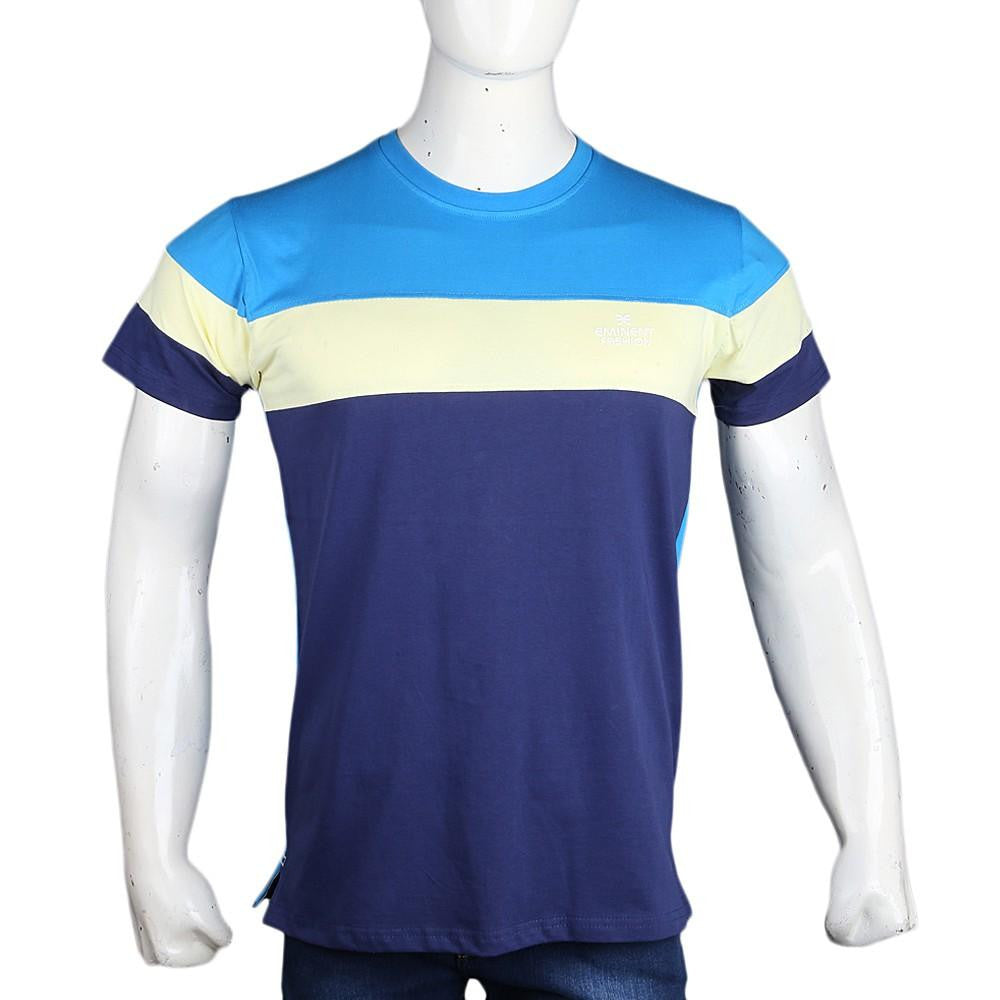 Men's Eminent Round Neck T-Shirt - Yellow & Navy Blue - test-store-for-chase-value