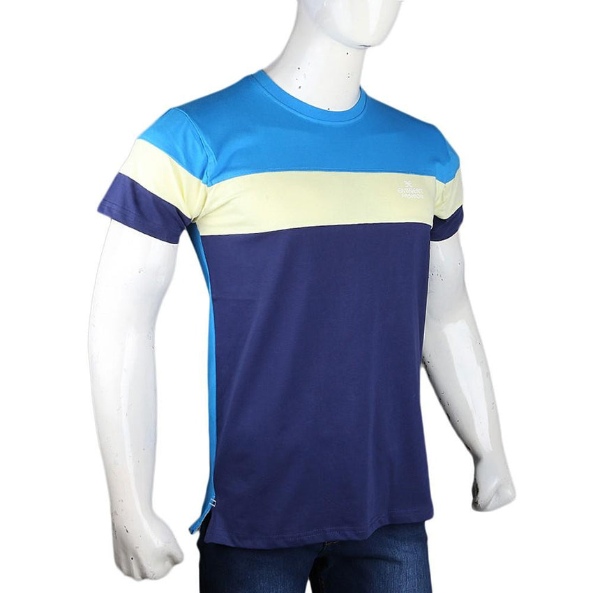 Men's Eminent Round Neck T-Shirt - Yellow & Navy Blue - test-store-for-chase-value