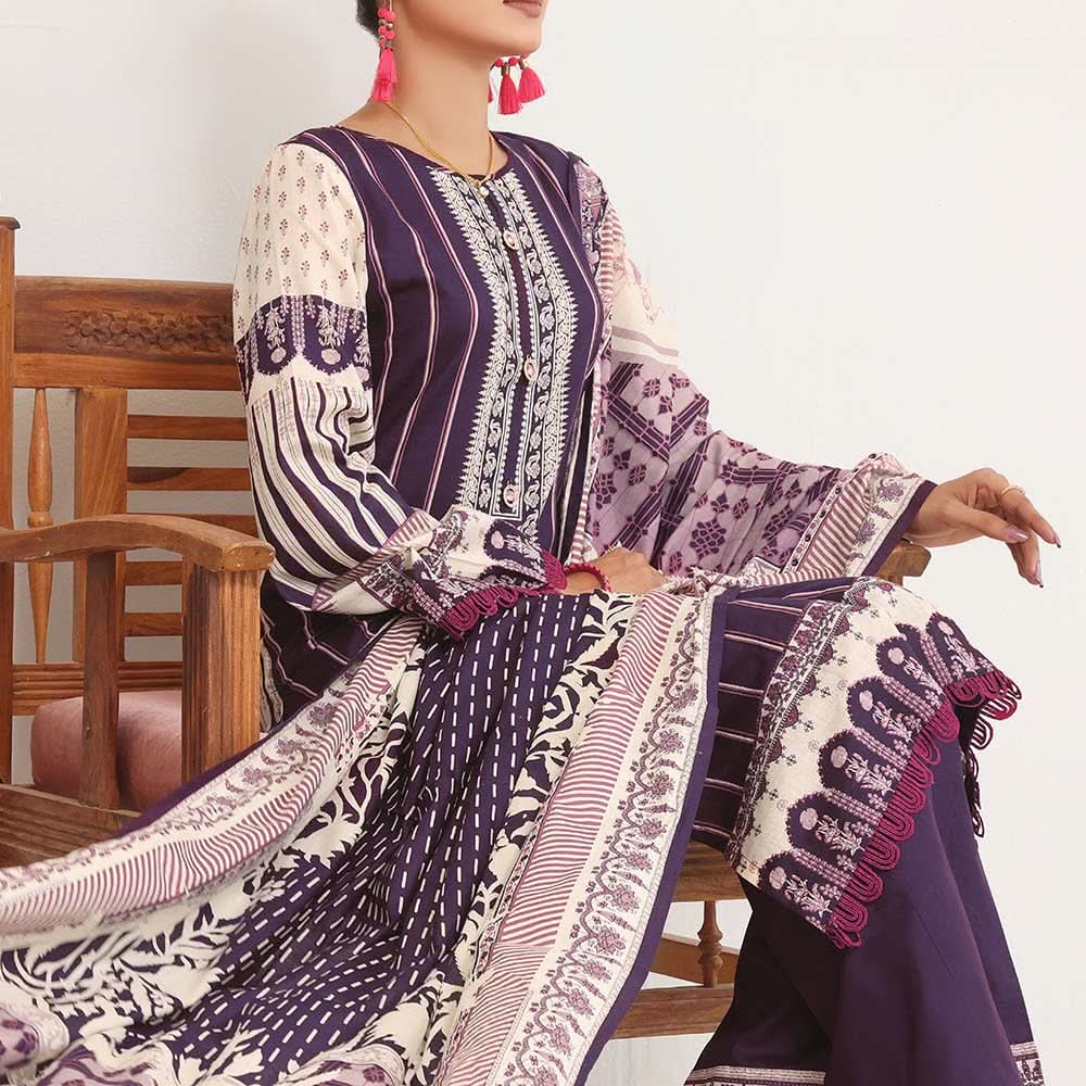 VS Daman Printed Lawn Unstitched 3Pcs Suit - 1537-A, Women, 3Pcs Shalwar Suit, VS Textiles, Chase Value