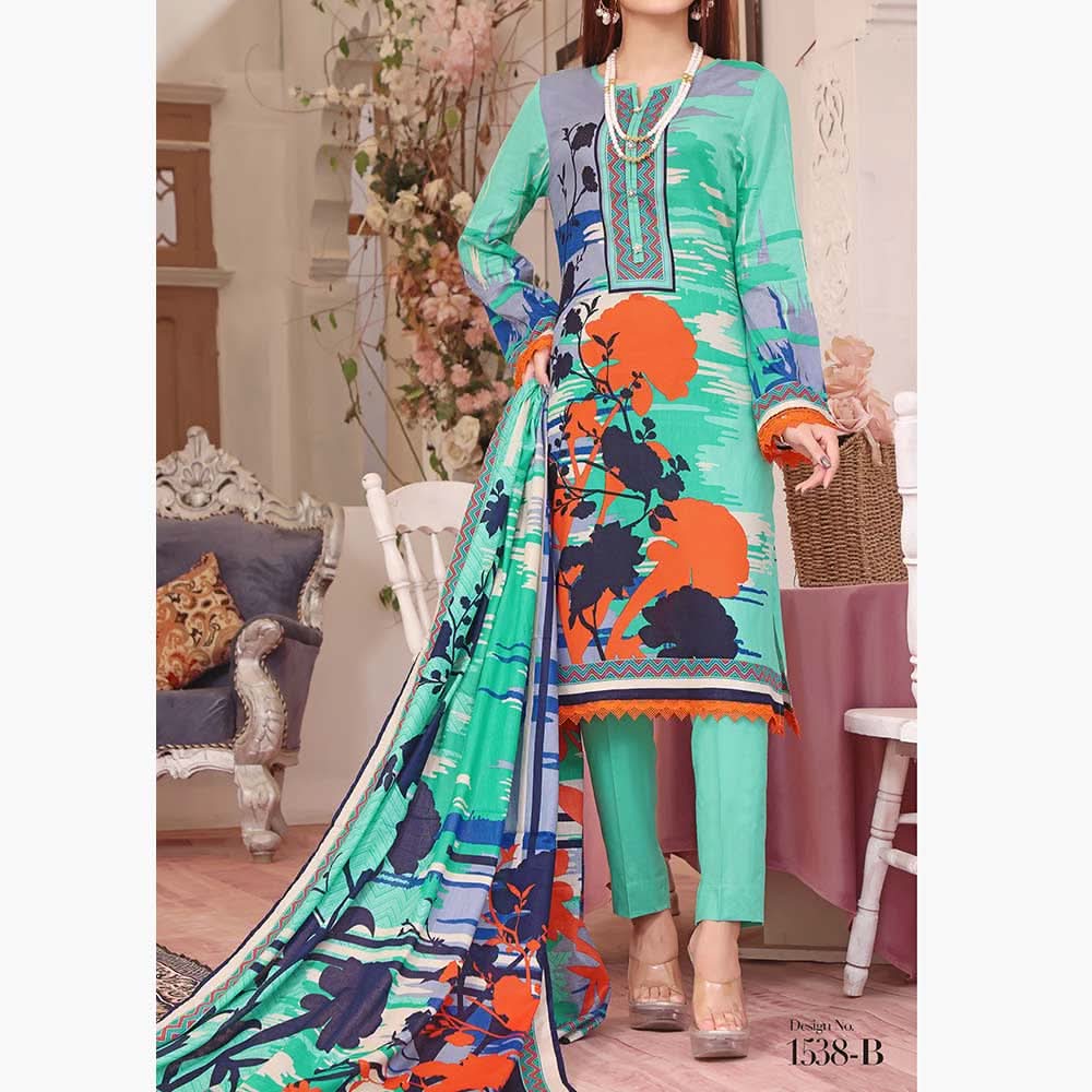 VS Daman Printed Lawn Unstitched 3Pcs Suit - 1538-B, Women, 3Pcs Shalwar Suit, VS Textiles, Chase Value