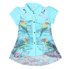 Girls Printed 2 Piece Shirt - Light Blue - test-store-for-chase-value
