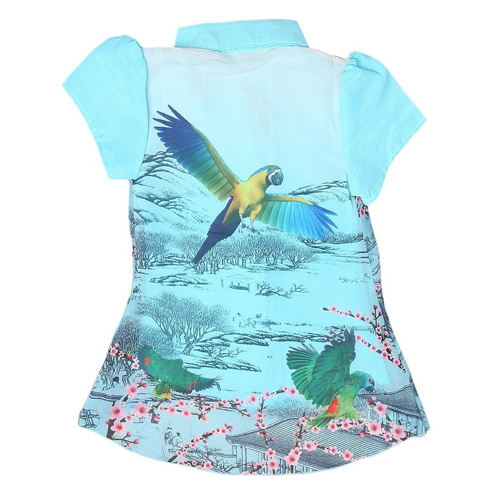 Girls Printed 2 Piece Shirt - Light Blue - test-store-for-chase-value