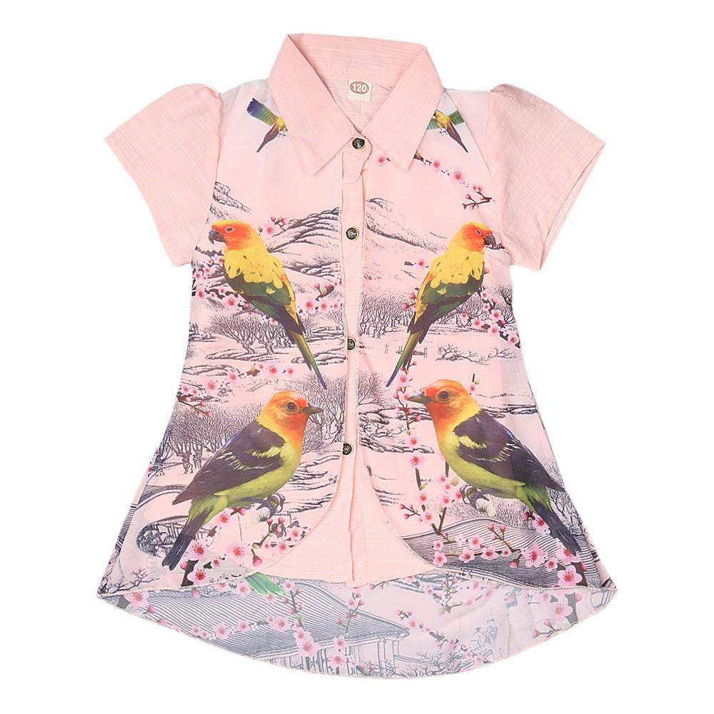 Girls Printed 2 Piece Shirt - Peach - test-store-for-chase-value