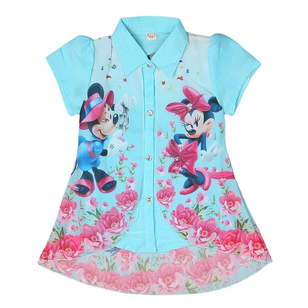 Mickey Mouse Girls Printed 2 Piece Shirt - Blue - test-store-for-chase-value