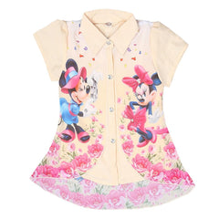 Mickey Mouse Girls Printed 2 Piece Shirt - Cream - test-store-for-chase-value
