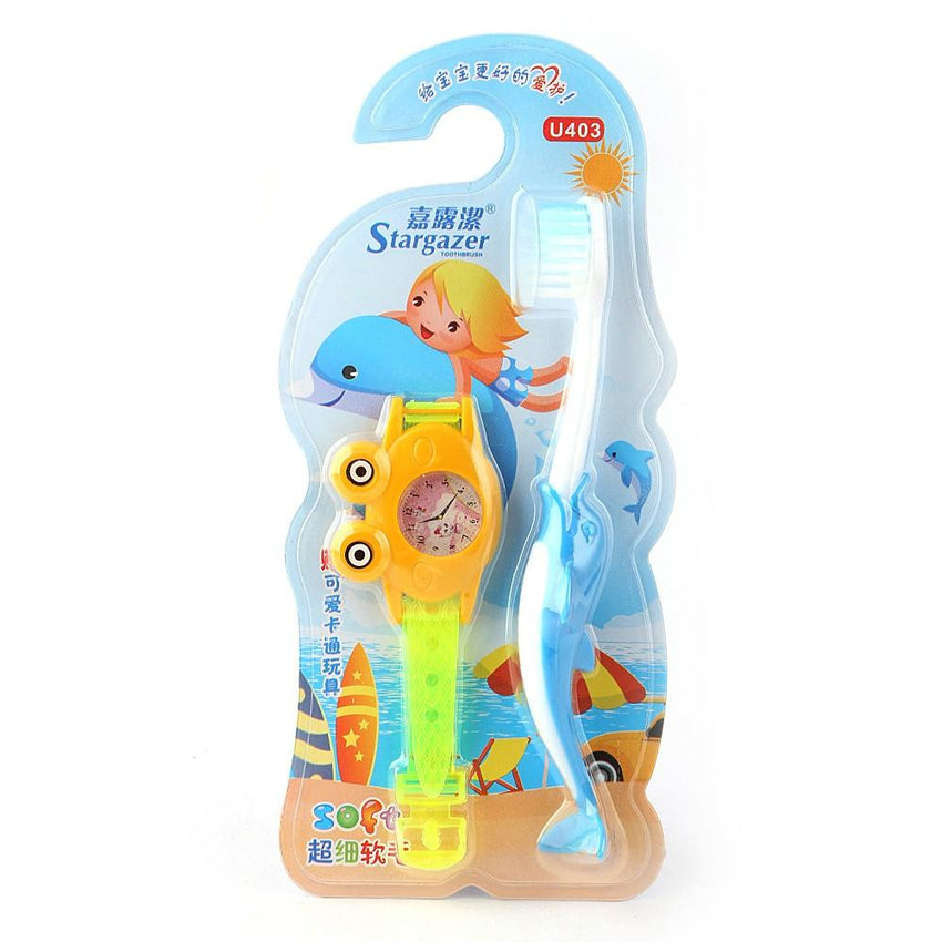 Kids Tooth Brush with Watch - Blue - test-store-for-chase-value