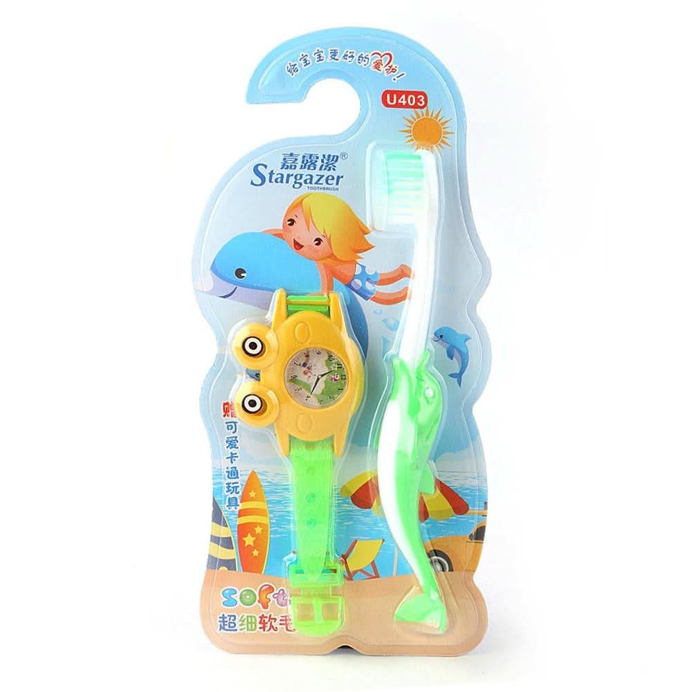Kids Tooth Brush with Watch - Green - test-store-for-chase-value