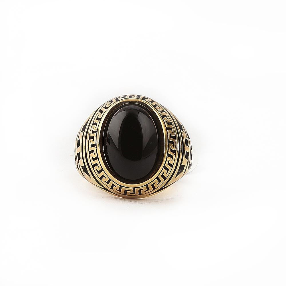 Men's Black Stone Ring - Golden - test-store-for-chase-value