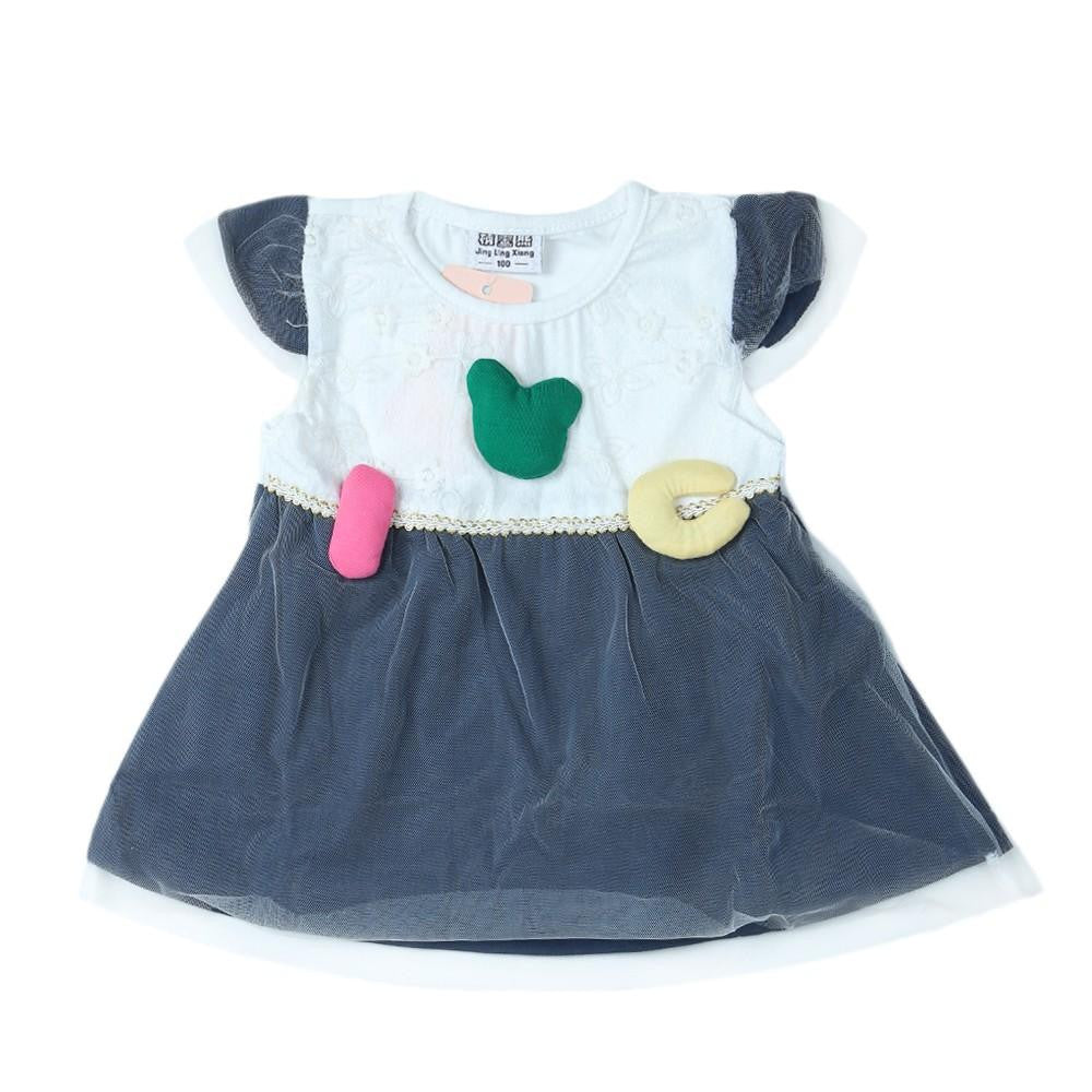 Newborn Girls Frock - Dark Blue - test-store-for-chase-value