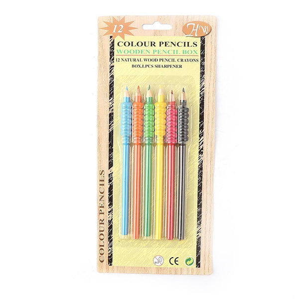 Wooden Colored Pencils 6 Pcs Set - Multi - test-store-for-chase-value