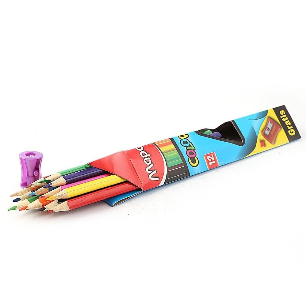 Colored Pencils 12 Pcs Set With Sharpener - Multi - test-store-for-chase-value