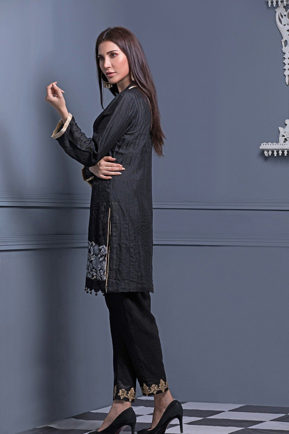 Areeba Saleem Black & White Embroidered Kurti - 3 - test-store-for-chase-value