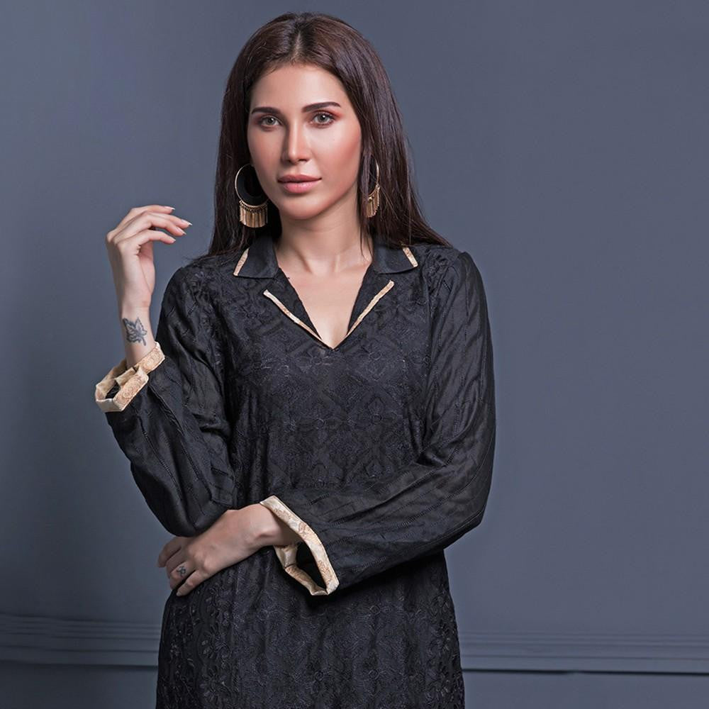 Areeba Saleem Black & White Embroidered Kurti - 3 - test-store-for-chase-value