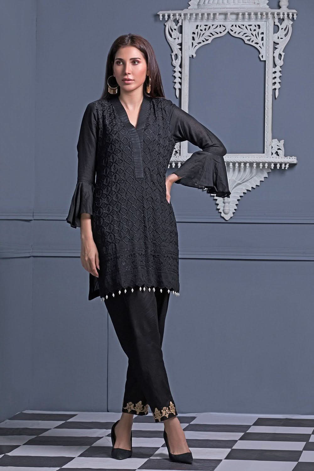 Areeba Saleem Black & White Embroidered Kurti - 4 - test-store-for-chase-value