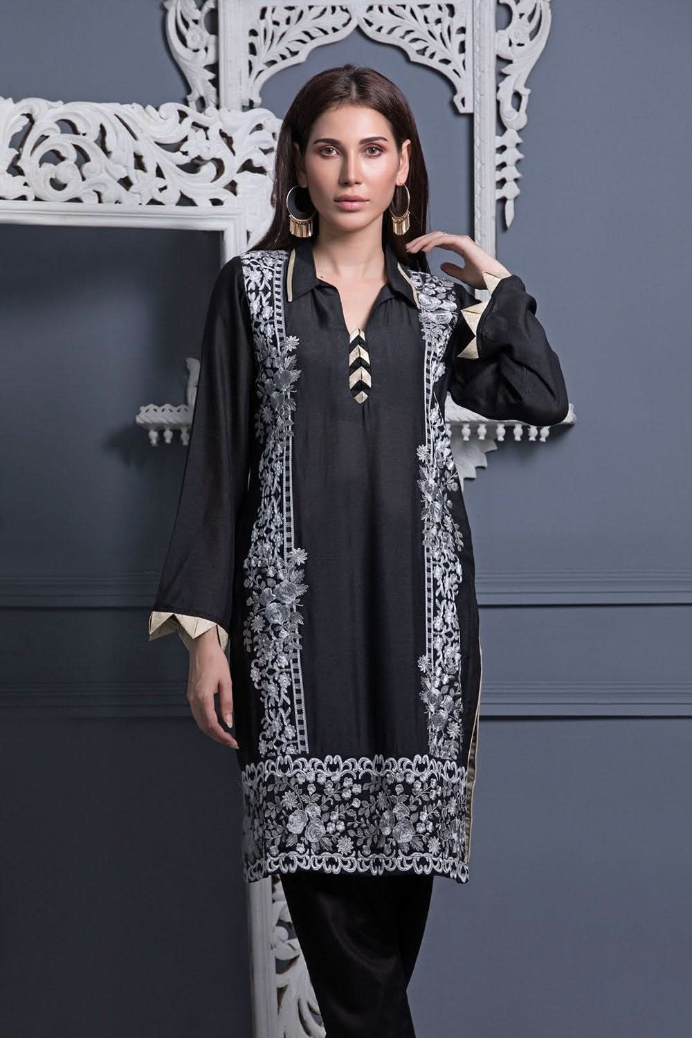 Areeba Saleem Black & White Embroidered Kurti - 7 - test-store-for-chase-value