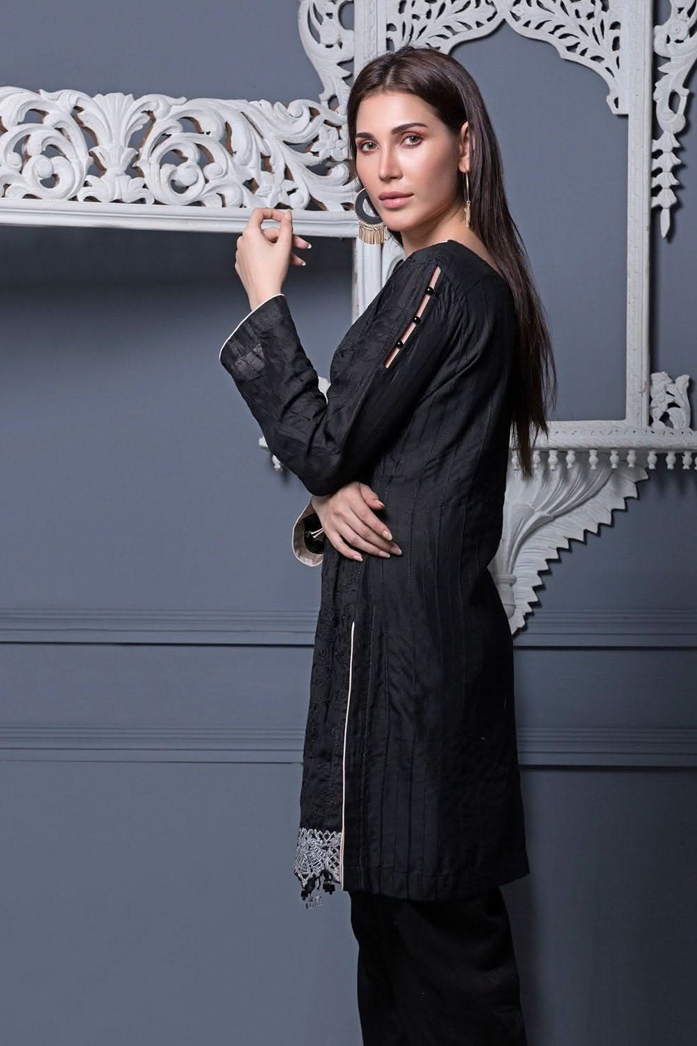 Areeba Saleem Black & White Embroidered Kurti - 8 - test-store-for-chase-value