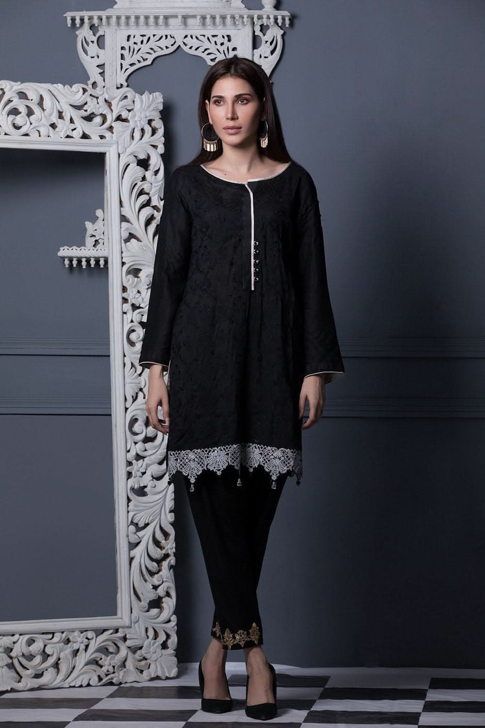 Areeba Saleem Black & White Embroidered Kurti - 8 - test-store-for-chase-value