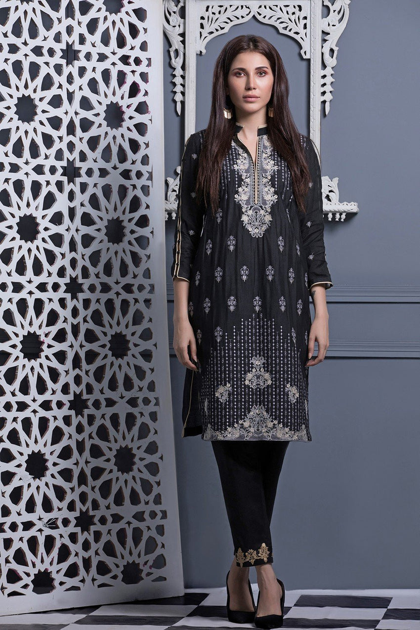 Areeba Saleem Black & White Embroidered Kurti - 10 - test-store-for-chase-value