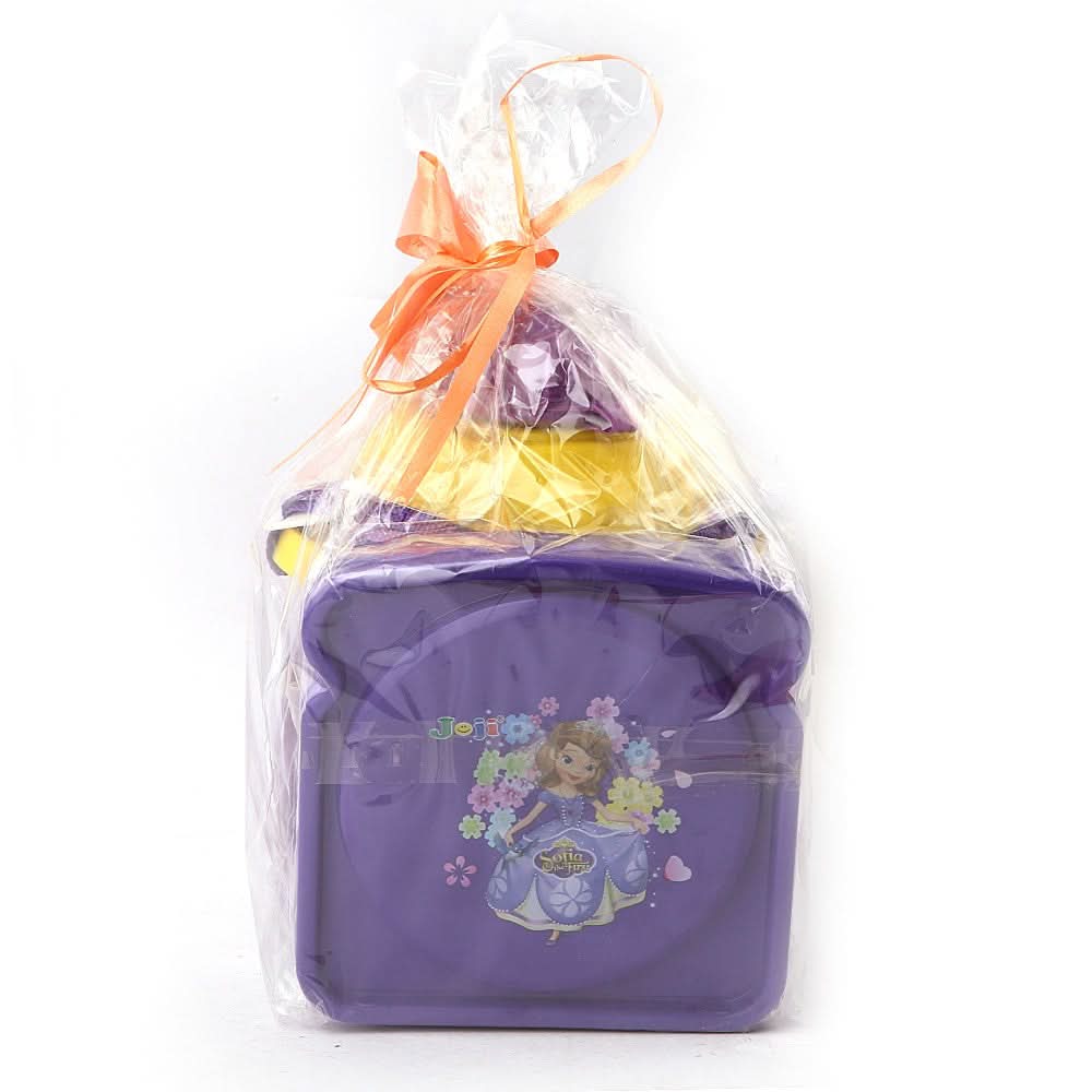 Sofia School Water Bottle With Lunch Box 600ml Gift Set - Purple - test-store-for-chase-value