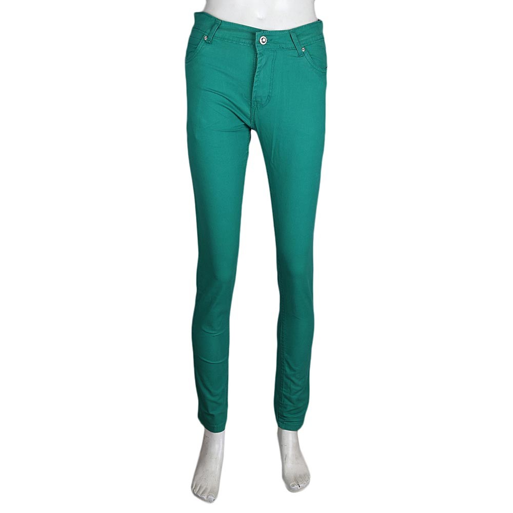 Women's Slim Fit Cotton Pant - Green - test-store-for-chase-value