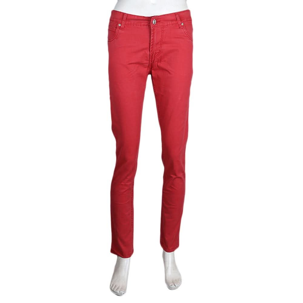 Women's Slim Fit Cotton Pant - Maroon - test-store-for-chase-value