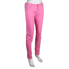 Women's Slim Fit Cotton Pant - Pink - test-store-for-chase-value