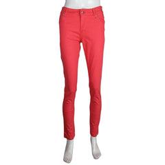 Women's Slim Fit Cotton Pant - Red - test-store-for-chase-value
