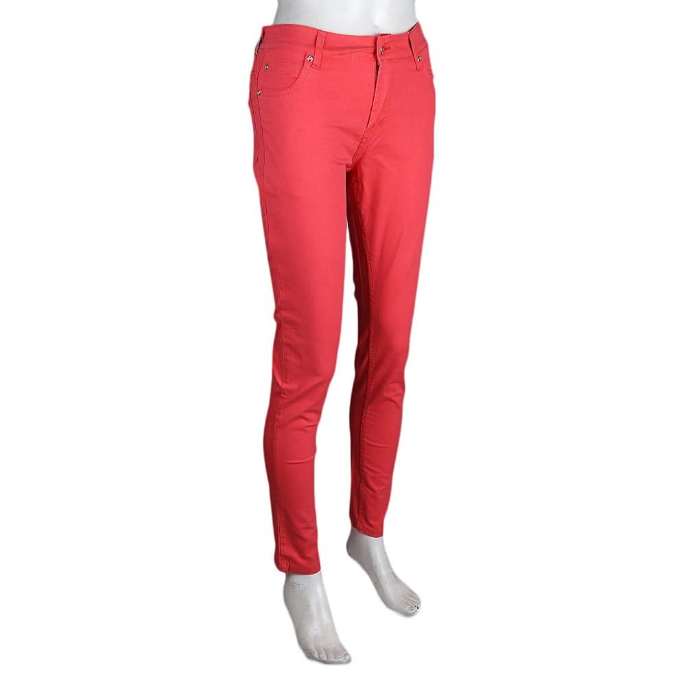 Women's Slim Fit Cotton Pant - Red - test-store-for-chase-value