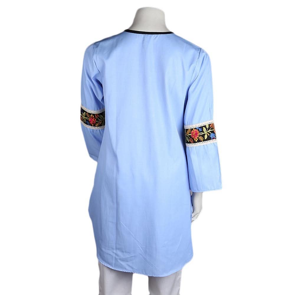 Women's Embroidered Kurti - Blue - test-store-for-chase-value