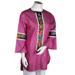 Women's Embroidered Kurti - Pink - test-store-for-chase-value