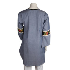 Women's Embroidered Kurti - Grey - test-store-for-chase-value
