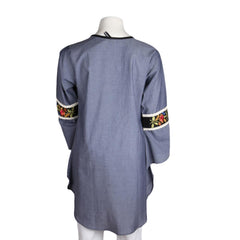 Women's Embroidered Kurti - Dark Grey - test-store-for-chase-value