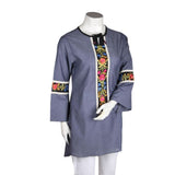 Women's Embroidered Kurti - Dark Grey - test-store-for-chase-value