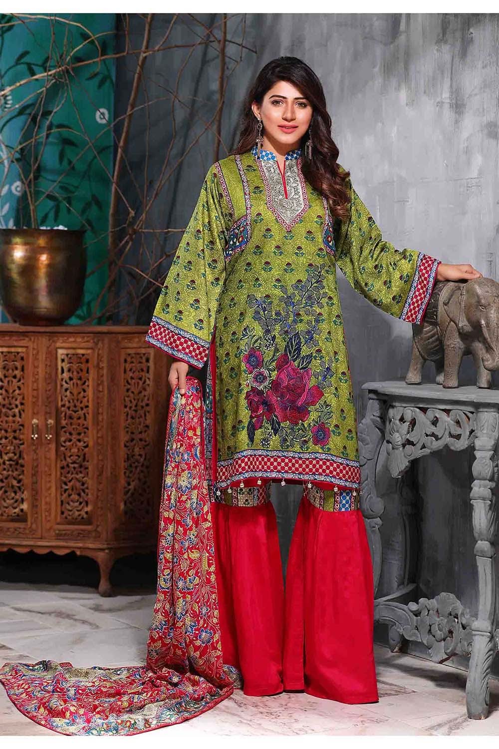 Tawakkal Azure Embroidered Viscose Suit - 3977-B - test-store-for-chase-value