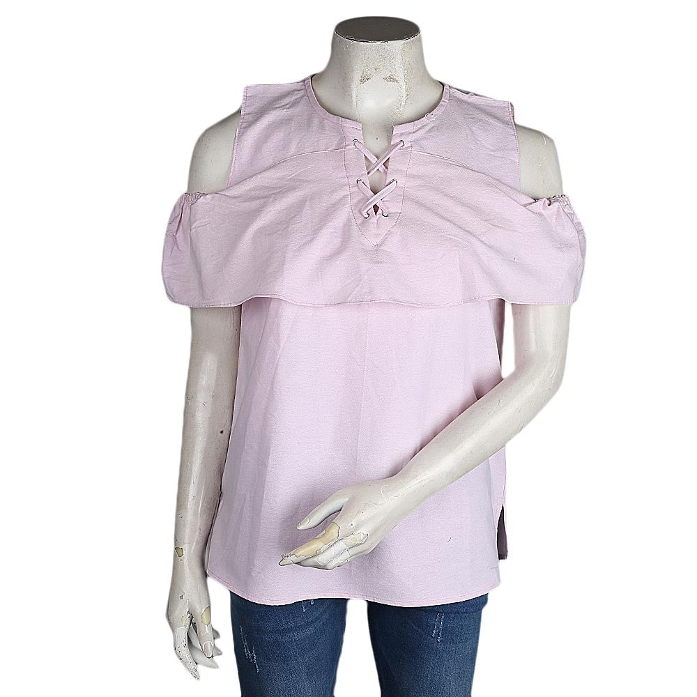 Women's Cut Out Shoulder Top - Light Pink - test-store-for-chase-value