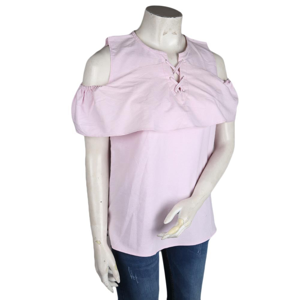 Women's Cut Out Shoulder Top - Light Pink - test-store-for-chase-value