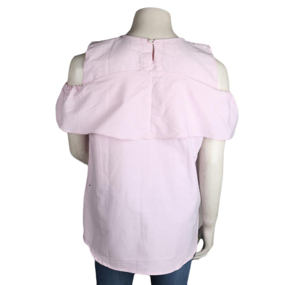 Women's Cut Out Shoulder Top - Light Pink - test-store-for-chase-value