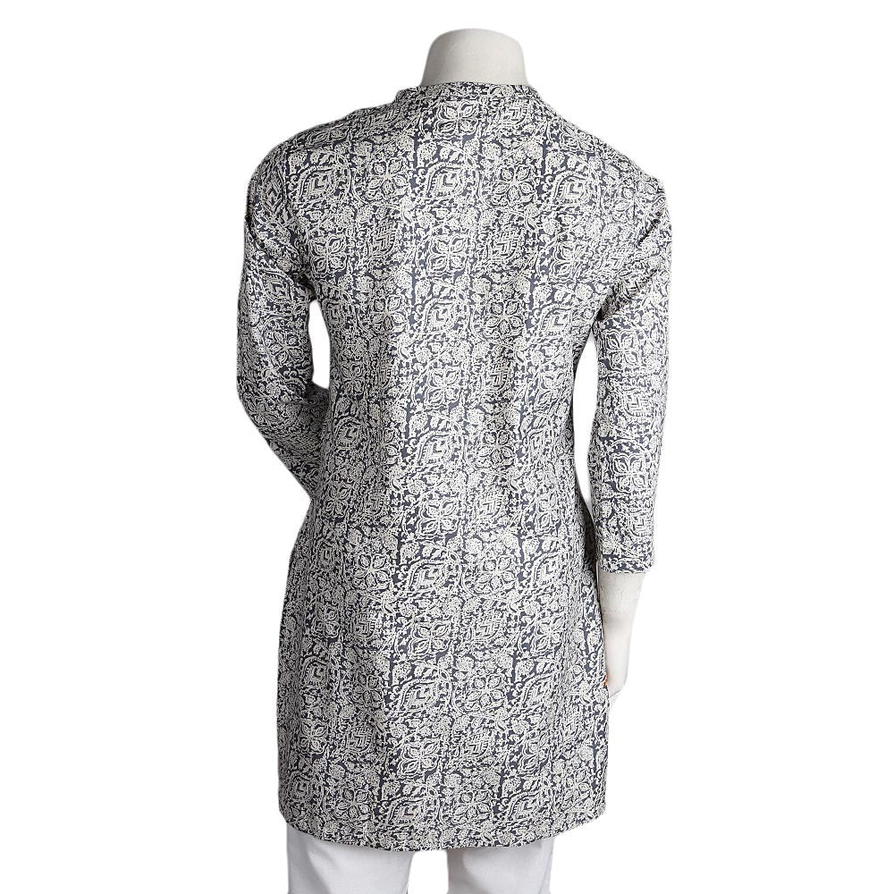 Women's Printed Cotton Kurti - Grey - test-store-for-chase-value