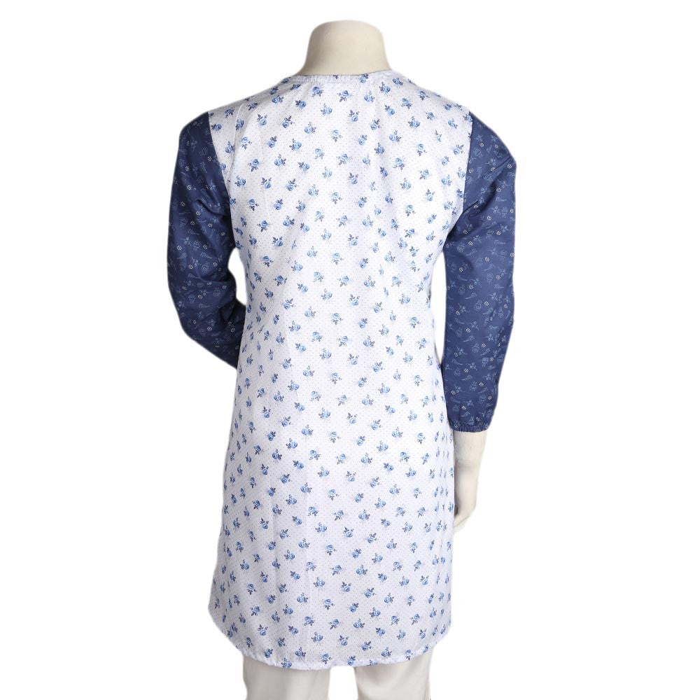 Women's Printed Cotton Kurti - Blue - test-store-for-chase-value