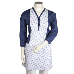 Women's Printed Cotton Kurti - Blue - test-store-for-chase-value