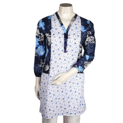 Women's Printed Cotton Kurti - Dark Blue - test-store-for-chase-value