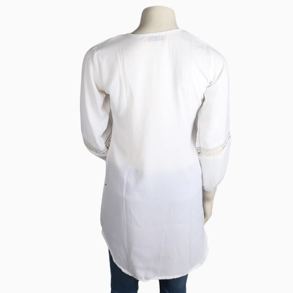 Women's Chiffon Net Top - White - test-store-for-chase-value