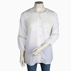 Women's Chiffon Net Top - White - test-store-for-chase-value