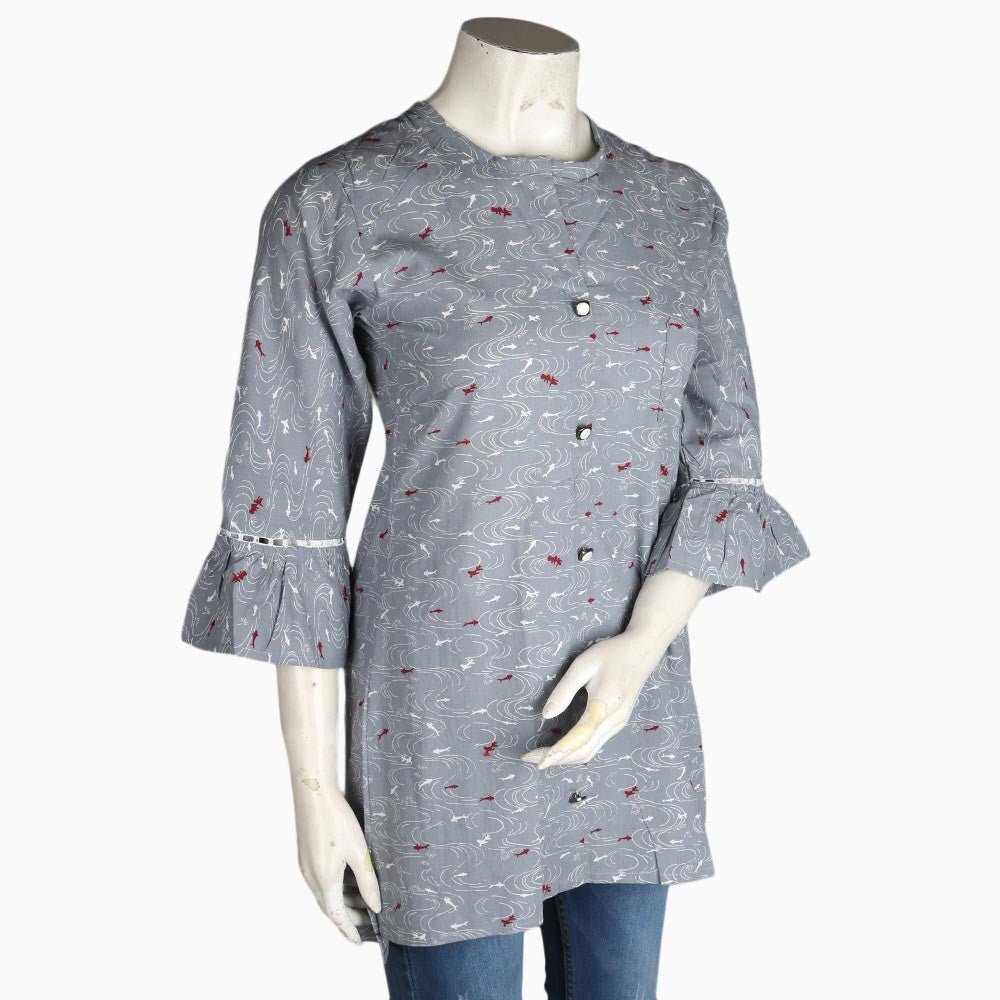 Women's Printed Casual Shirt - Grey - test-store-for-chase-value
