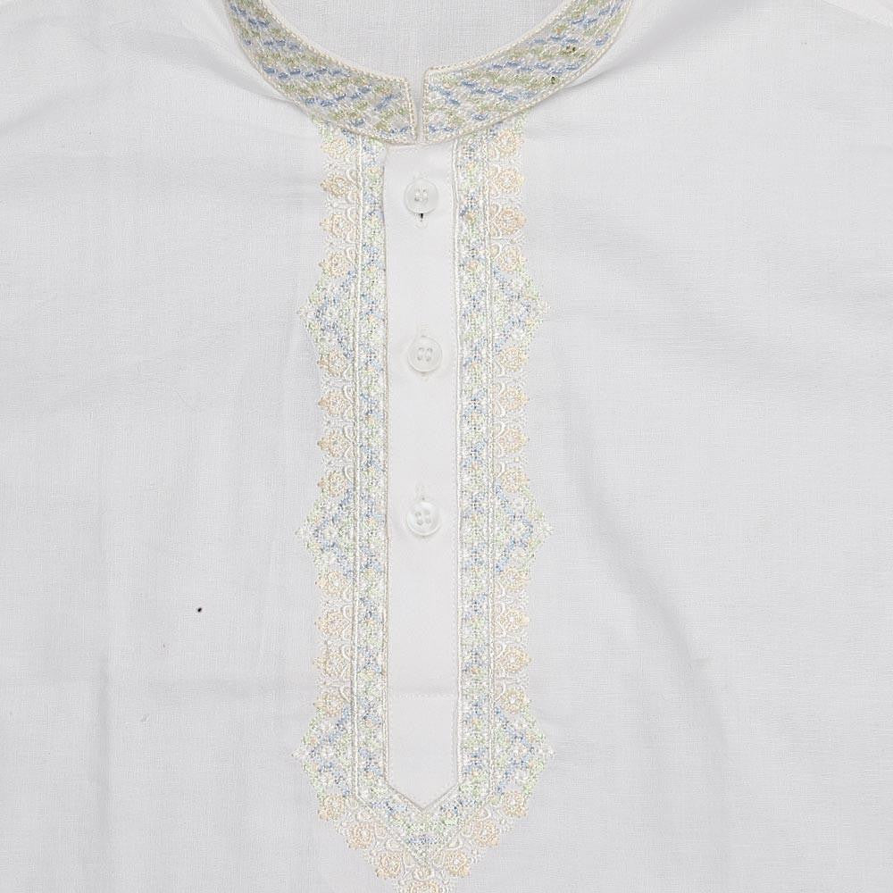 Boys Embroidered Kameez Shalwar - White - test-store-for-chase-value