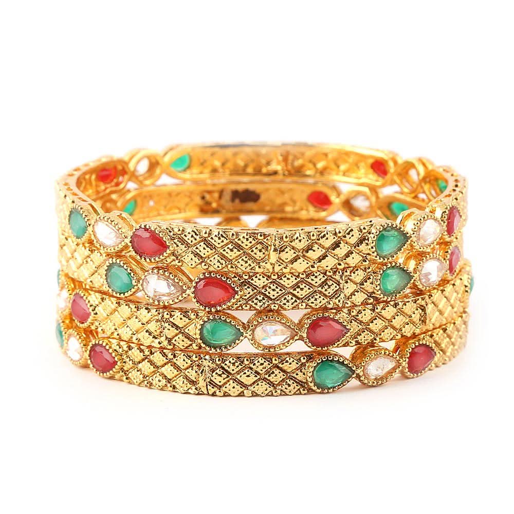 Women's Fancy Bangles 4 Pcs - Golden - test-store-for-chase-value